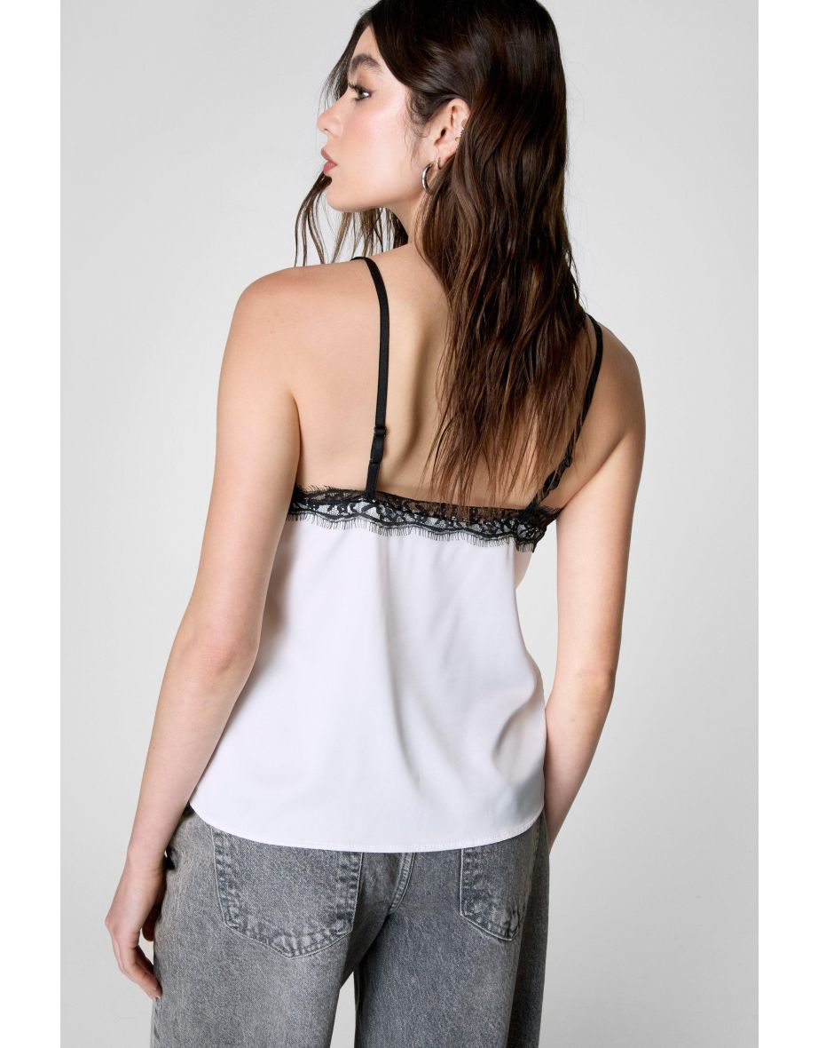 Lace Trim Satin Cami Top - 3