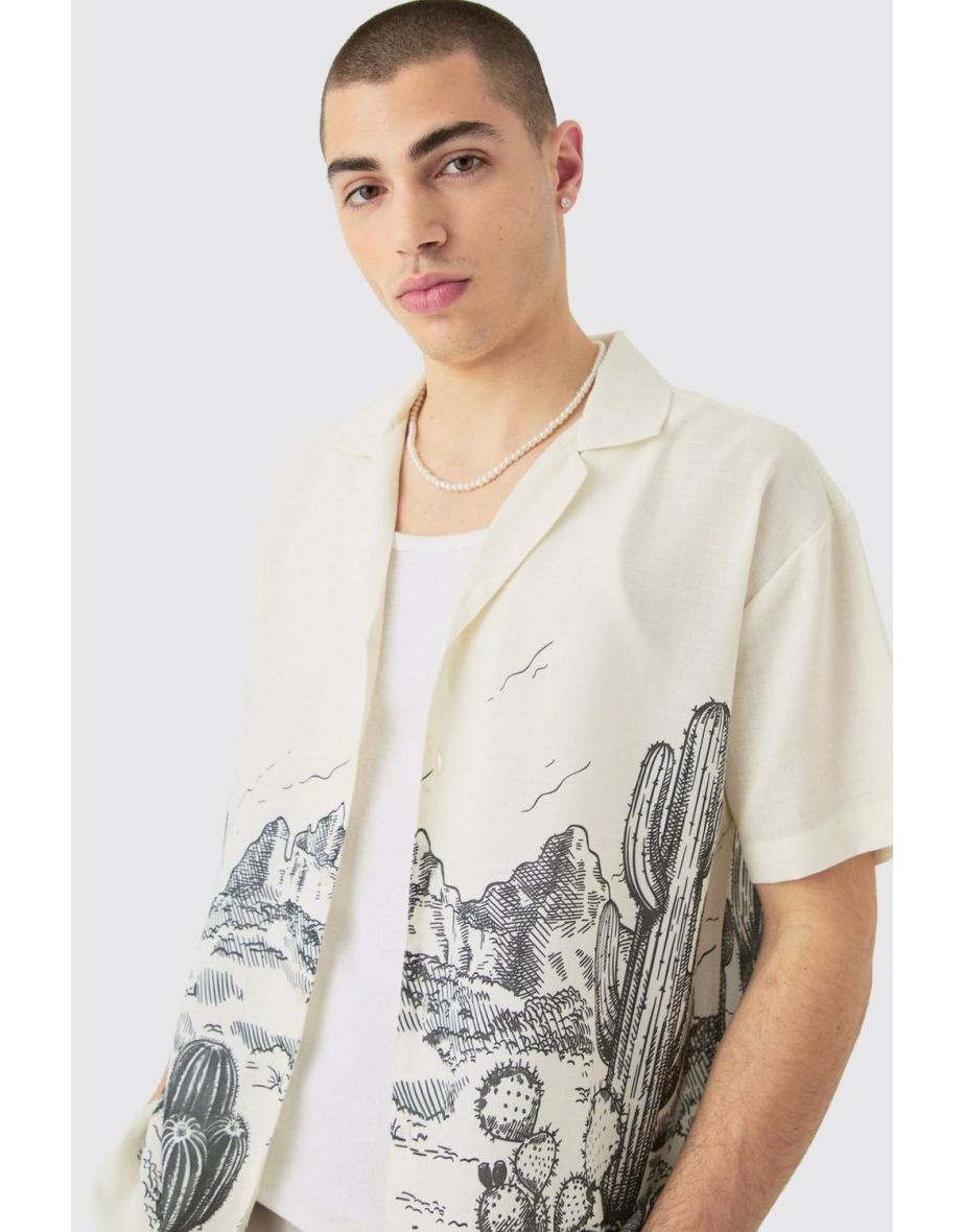 Oversized Linen Look Cactus Shirt - ecru