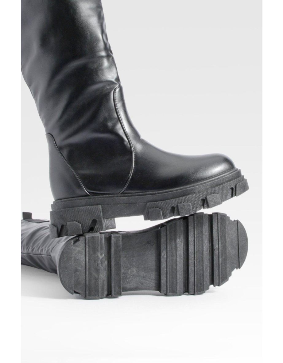 Panel Detail Chunky Boots - black - 3
