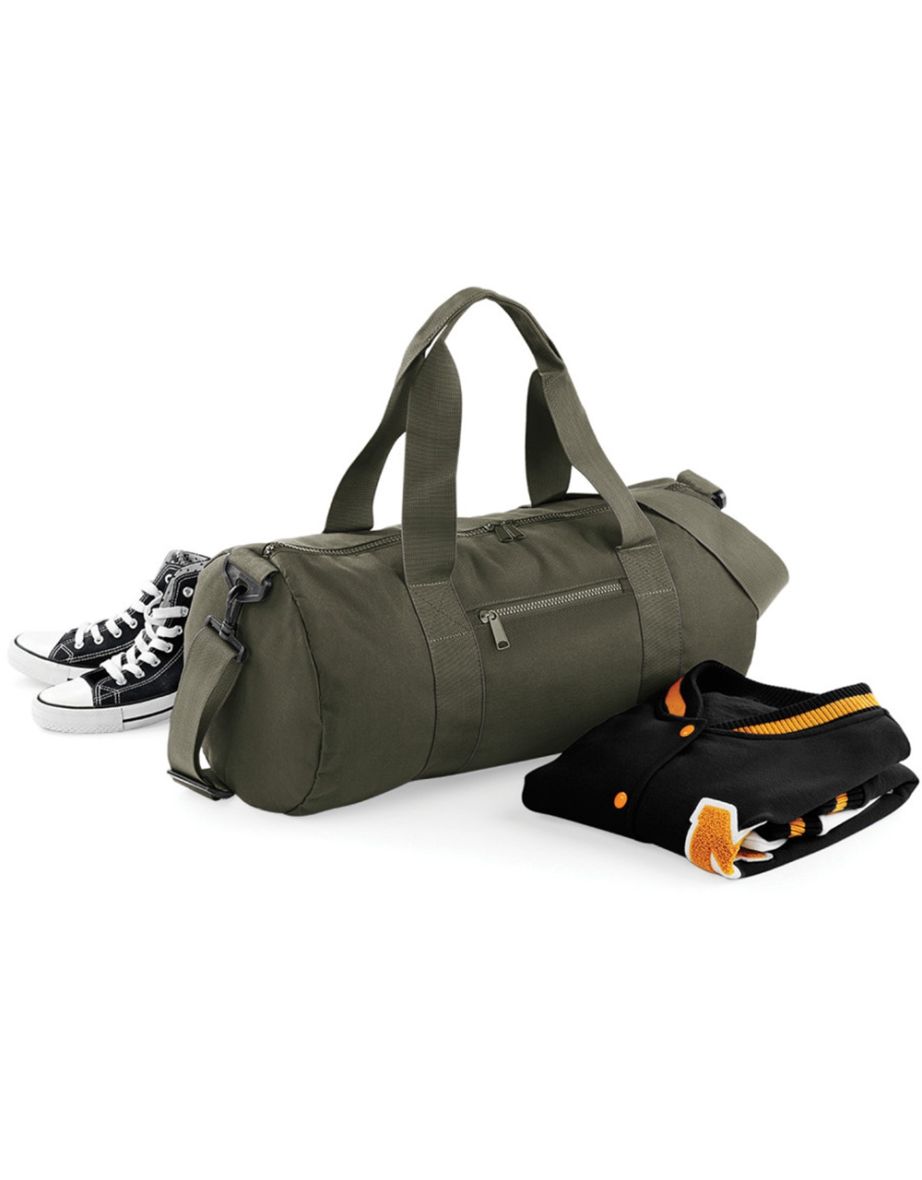 Bagbase Plain Varsity Barrel / Duffle Bag (20 Litres) - Military Green/Military Green - 3