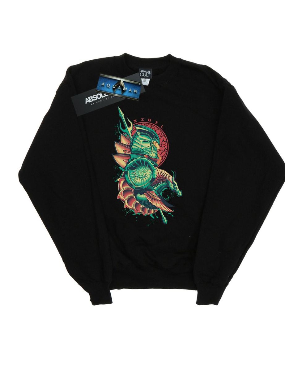 DC Comics Boys Aquaman Xebel Crest Sweatshirt - Black