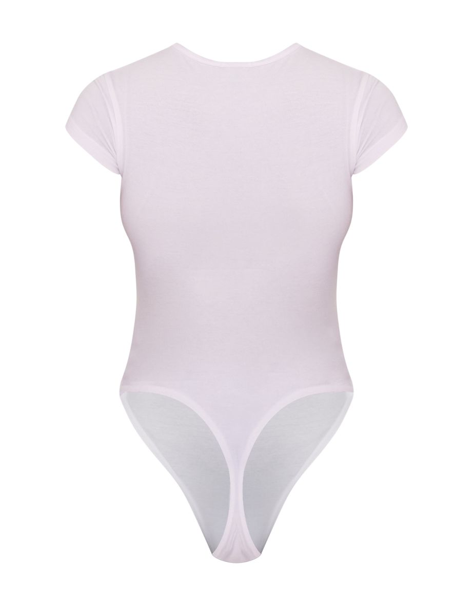 White Modal Cotton T Shirt Bodysuit - 5