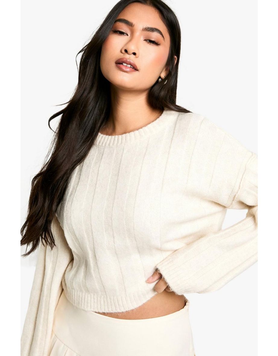 Soft Wide Rib Exposed Seam Crop Jumper - 3