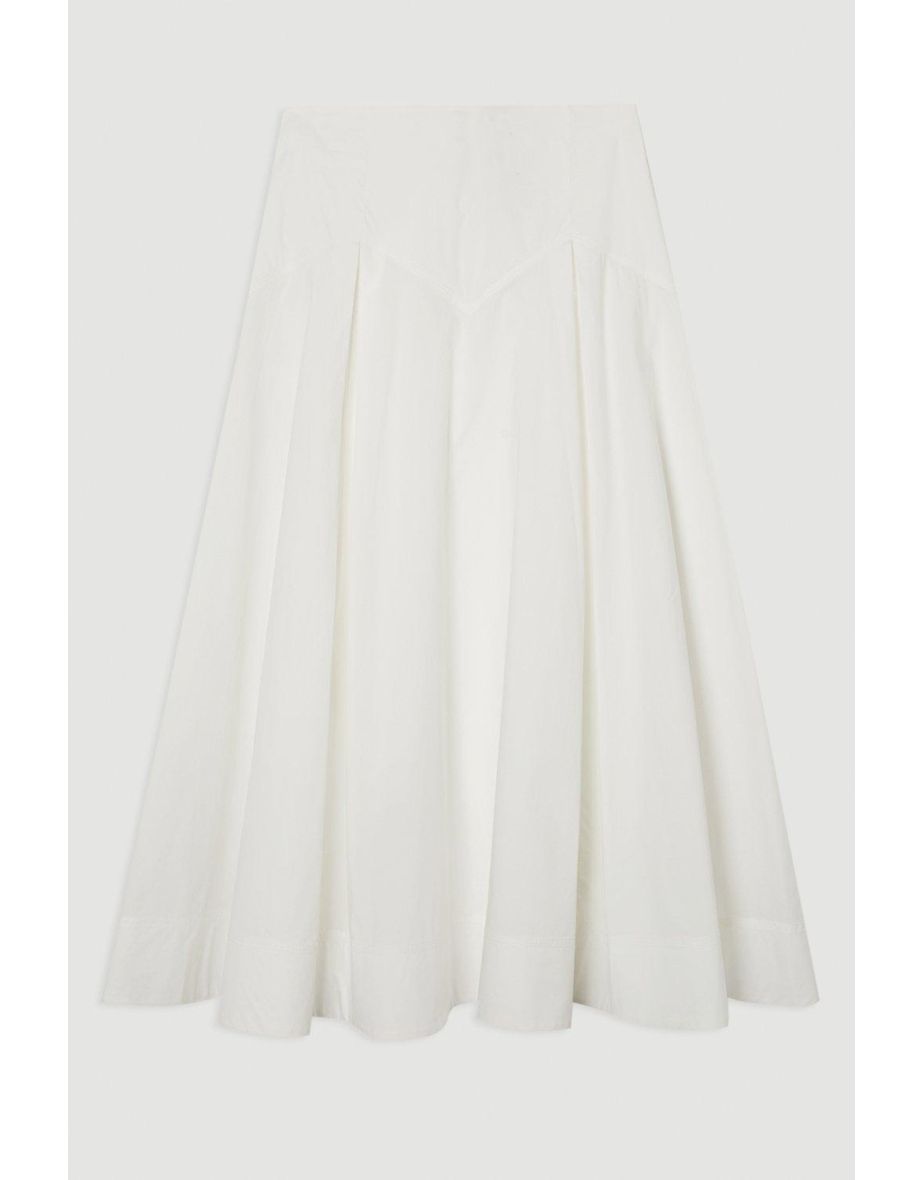 Cotton Woven Prom Skirt With Dropped Waist Detail - 3