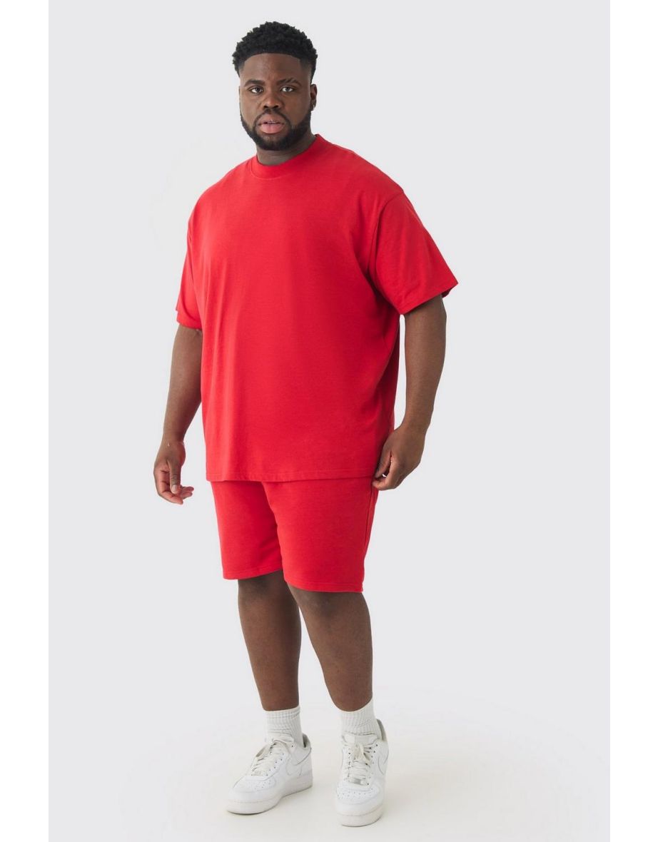 Plus Oversized T-Shirt & Short Set - red