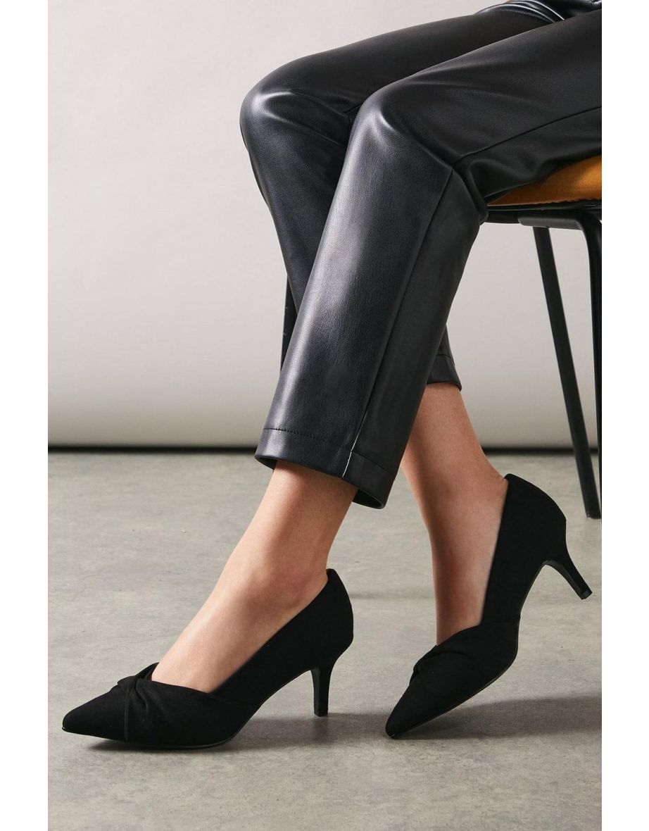 Wide Fit Delina Twist Front Kitten Heel Court Shoe