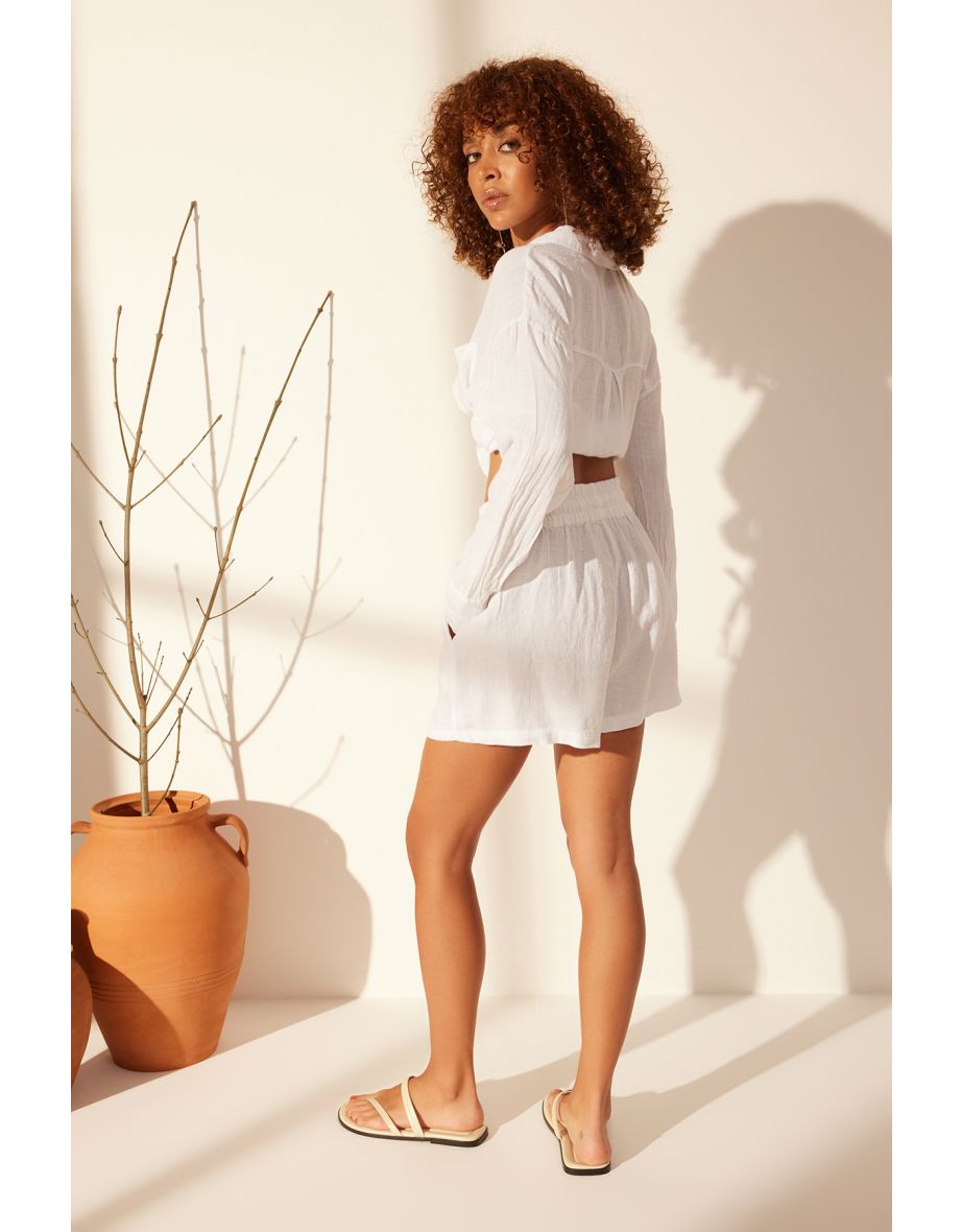 Shorts - White - High Waist - 11