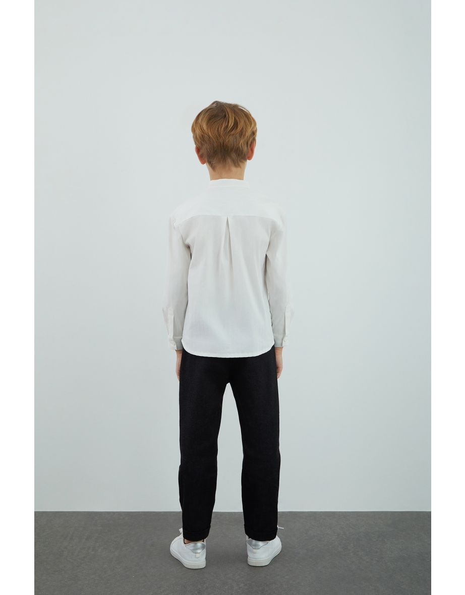 Pleat Detailed White Boy's Shirt - 2