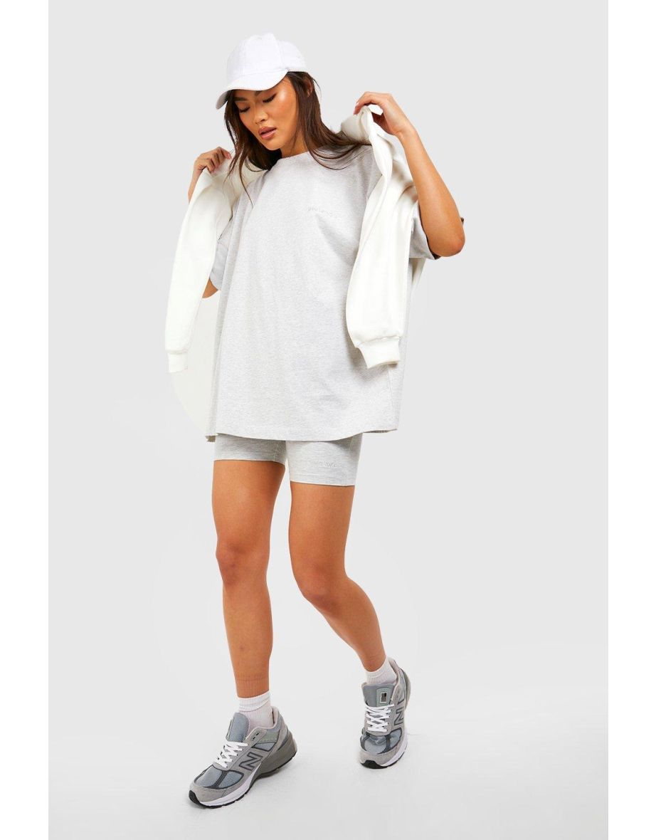 Oversized T-shirt And Cycling Short Set - ash grey