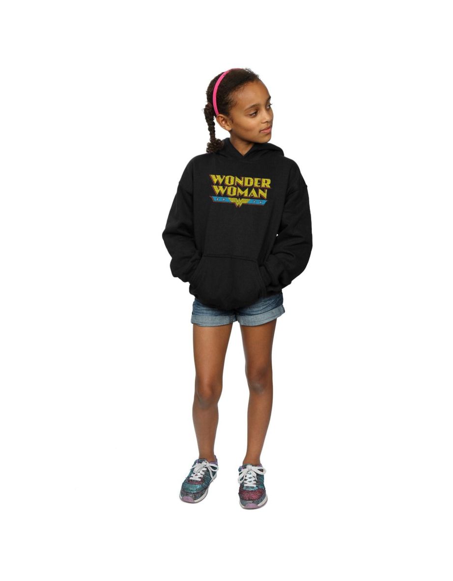 DC Comics Girls Wonder Woman Crackle Logo Hoodie - Black - 3