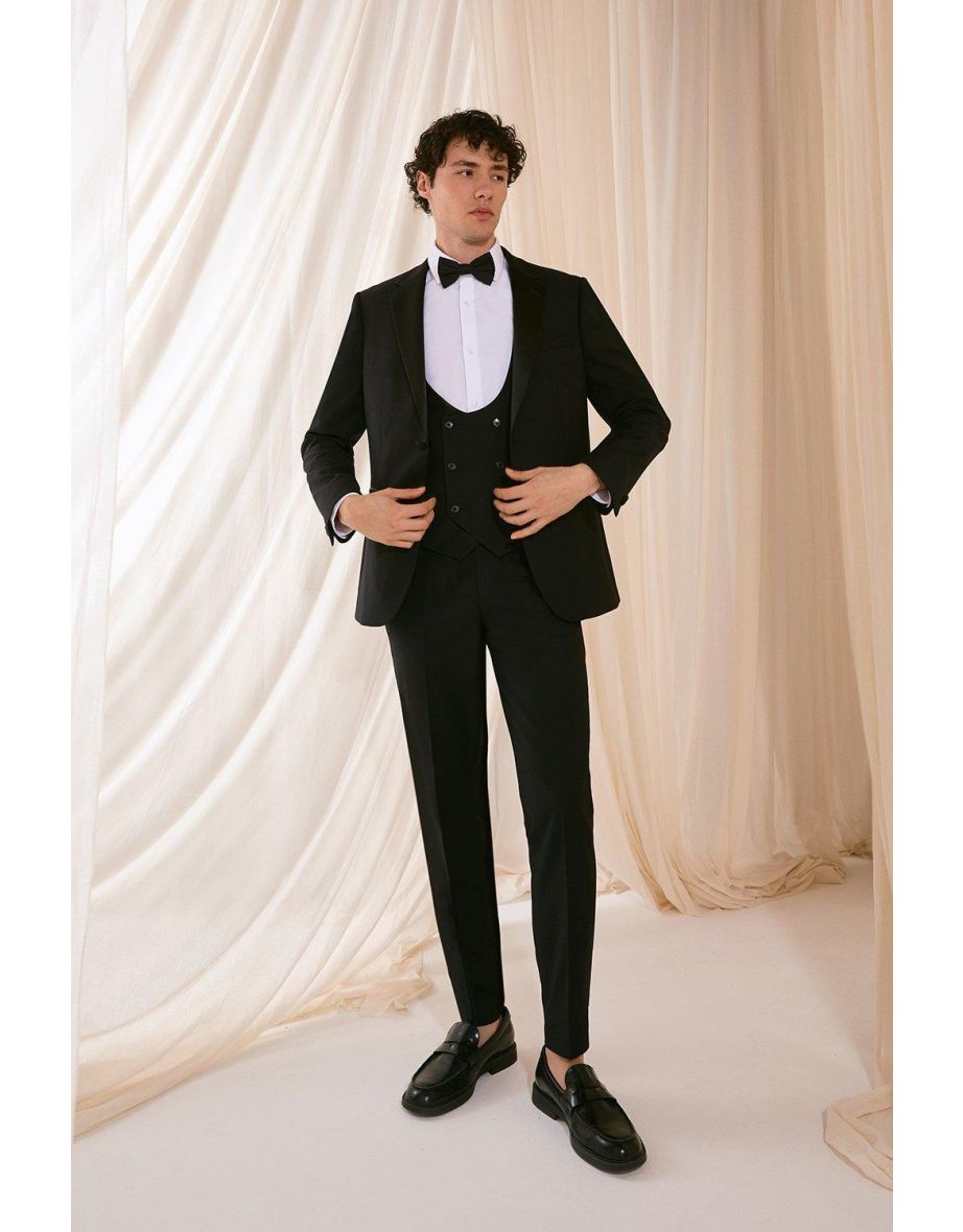 Slim Fit Black Tuxedo Suit Trousers