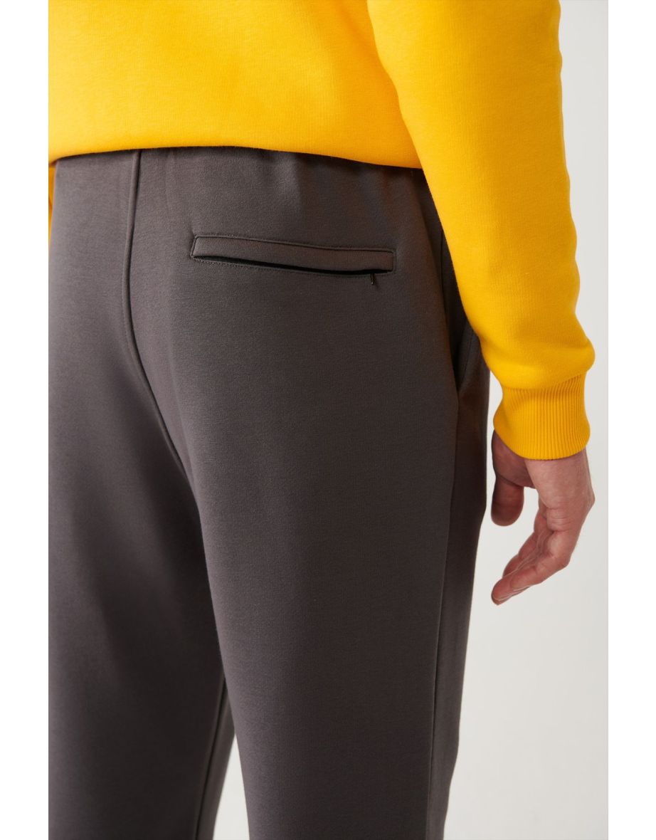 Men's Anthracite Sweatpants 3 Thread Waist Laced Elastic Cuff Regular Fit - 6