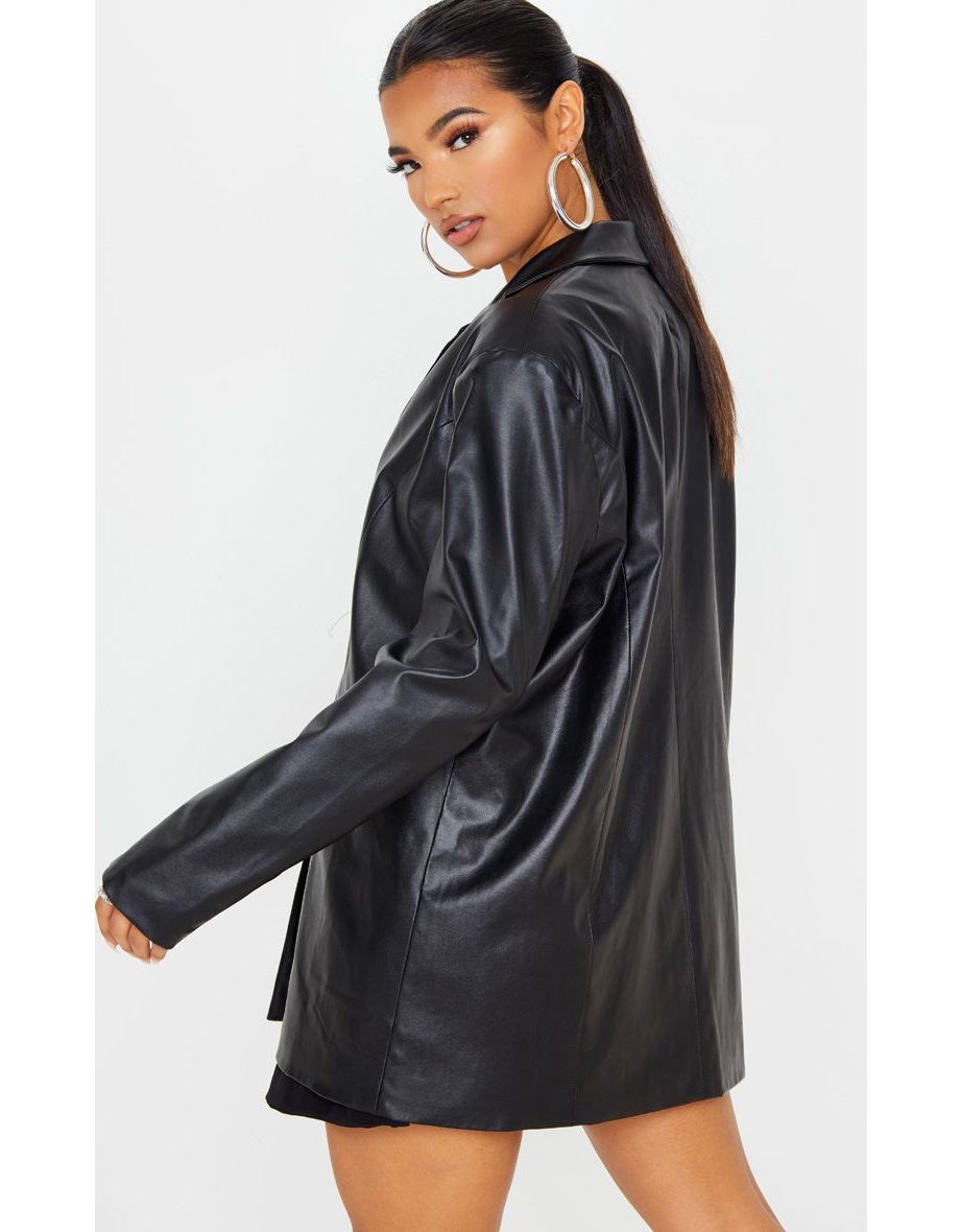 faux leather dad blazer