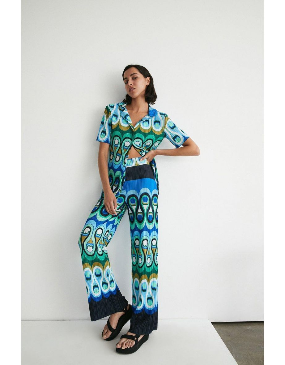 Printed Plisse Trouser Coord