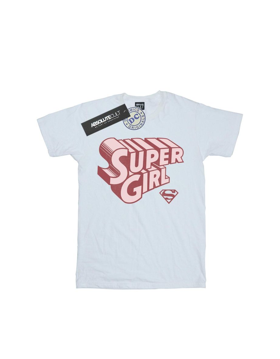 DC Comics Girls Supergirl Retro Logo Cotton T-Shirt - White