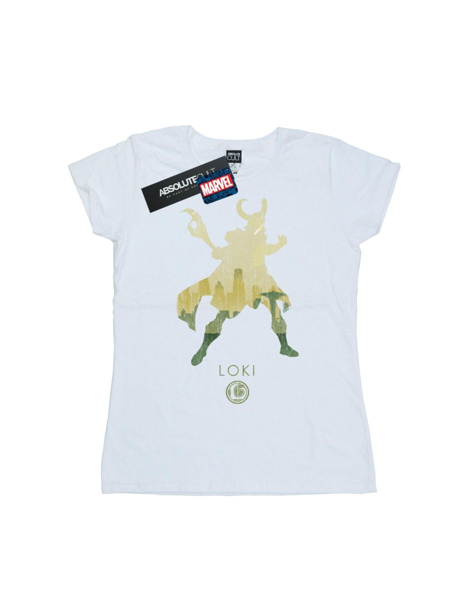 Marvel Womens/Ladies Loki Silhouette Cotton T-Shirt - White - 1