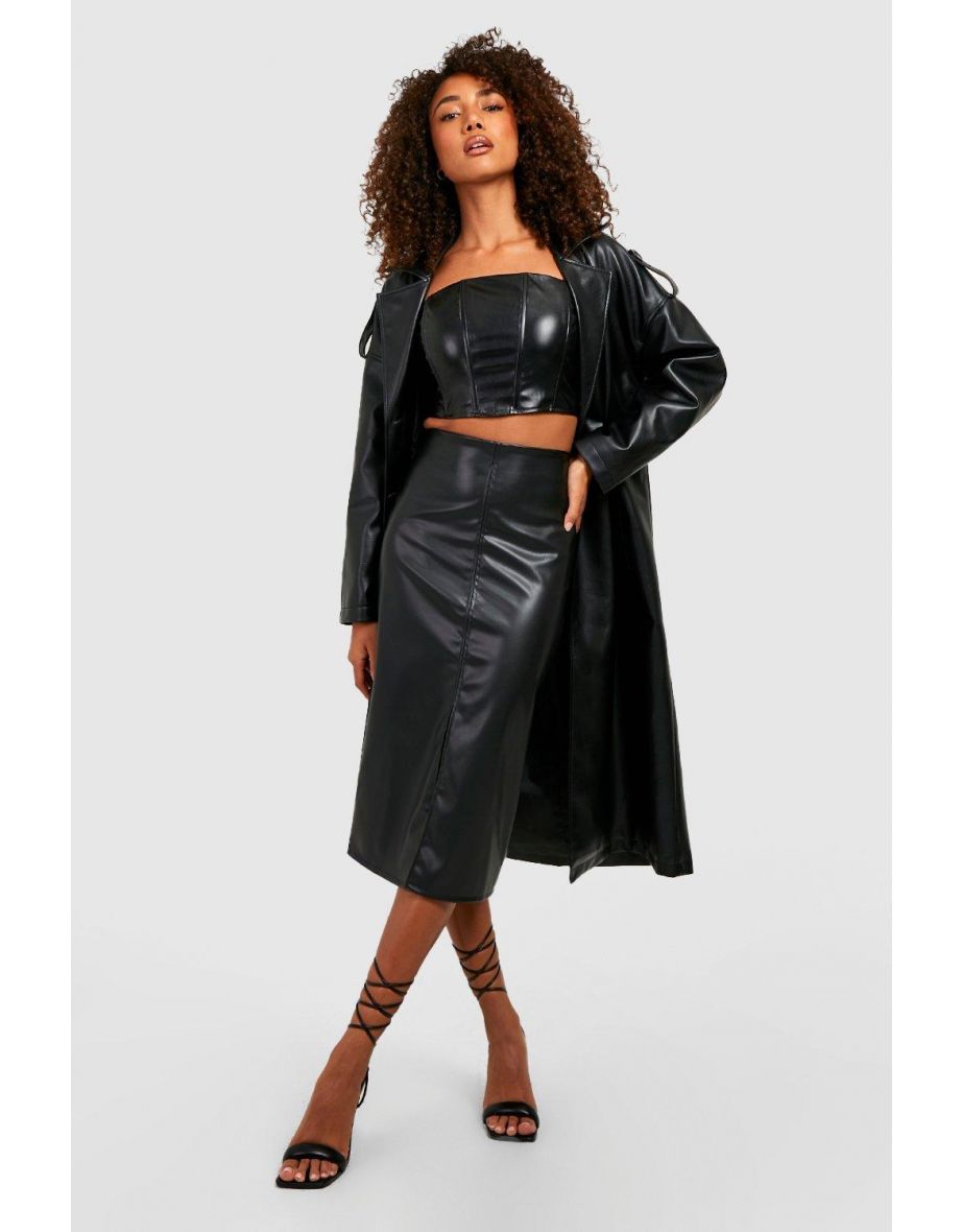 Tall leather sales midi skirt