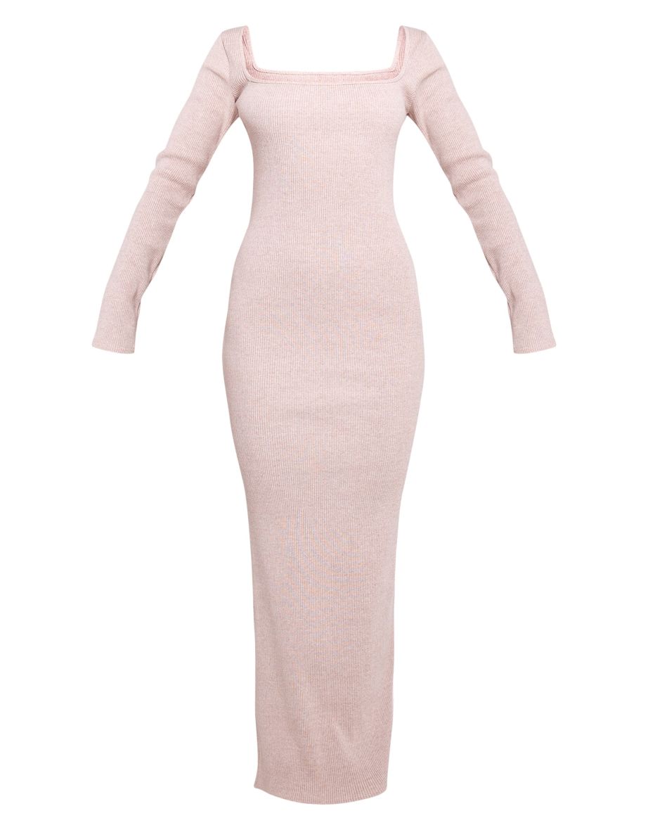 Stone Heavy Ribbed Square Neck Maxi Dress - 4