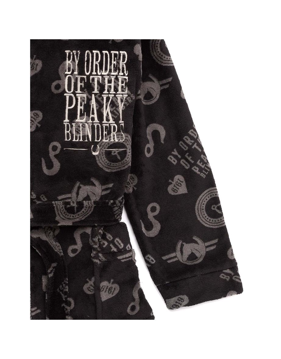 Peaky Blinders Mens Dressing Gown - Grey/Black/White - 3