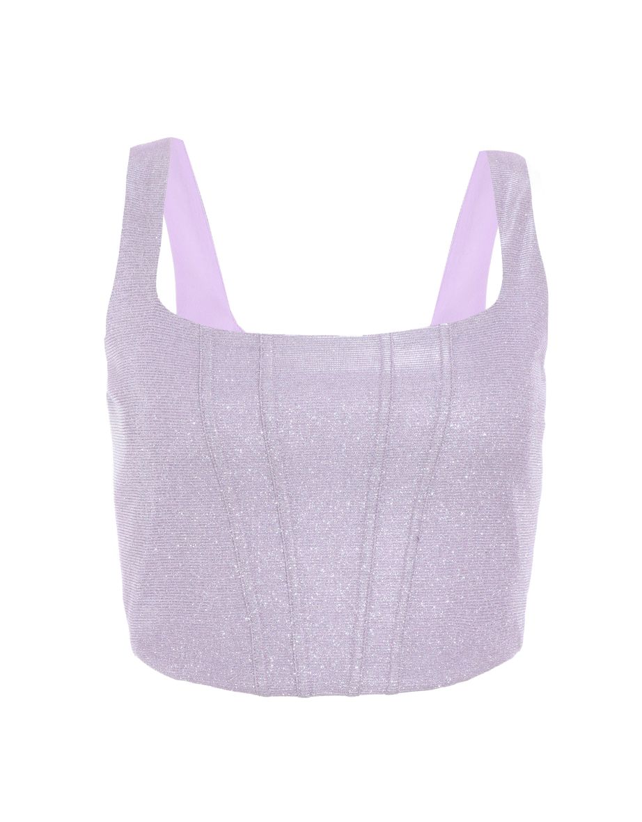 Lilac Glitter Cropped Corset Top - 5