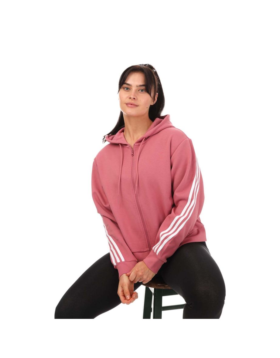 Women's adidas Future Icons 3 Stripes Full Zip Hoodie in Pink - 3