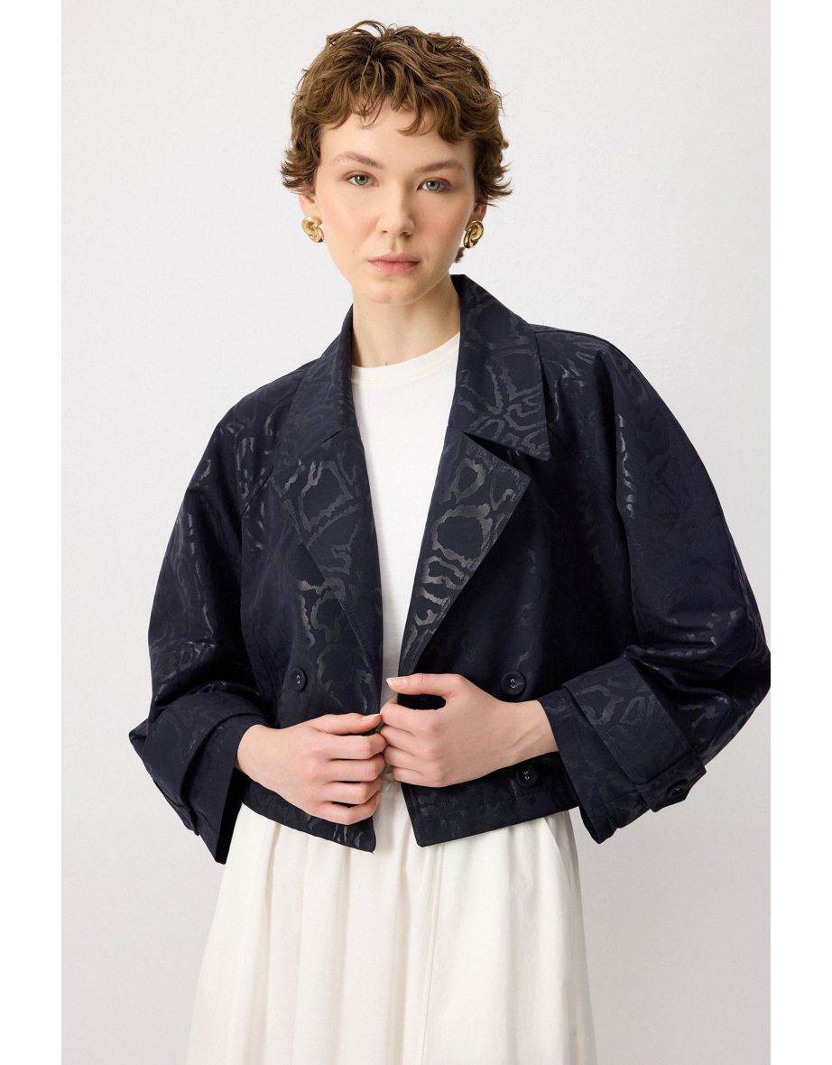 PATTERNED SHORT DOUBLE BREASTED JACKET - 4