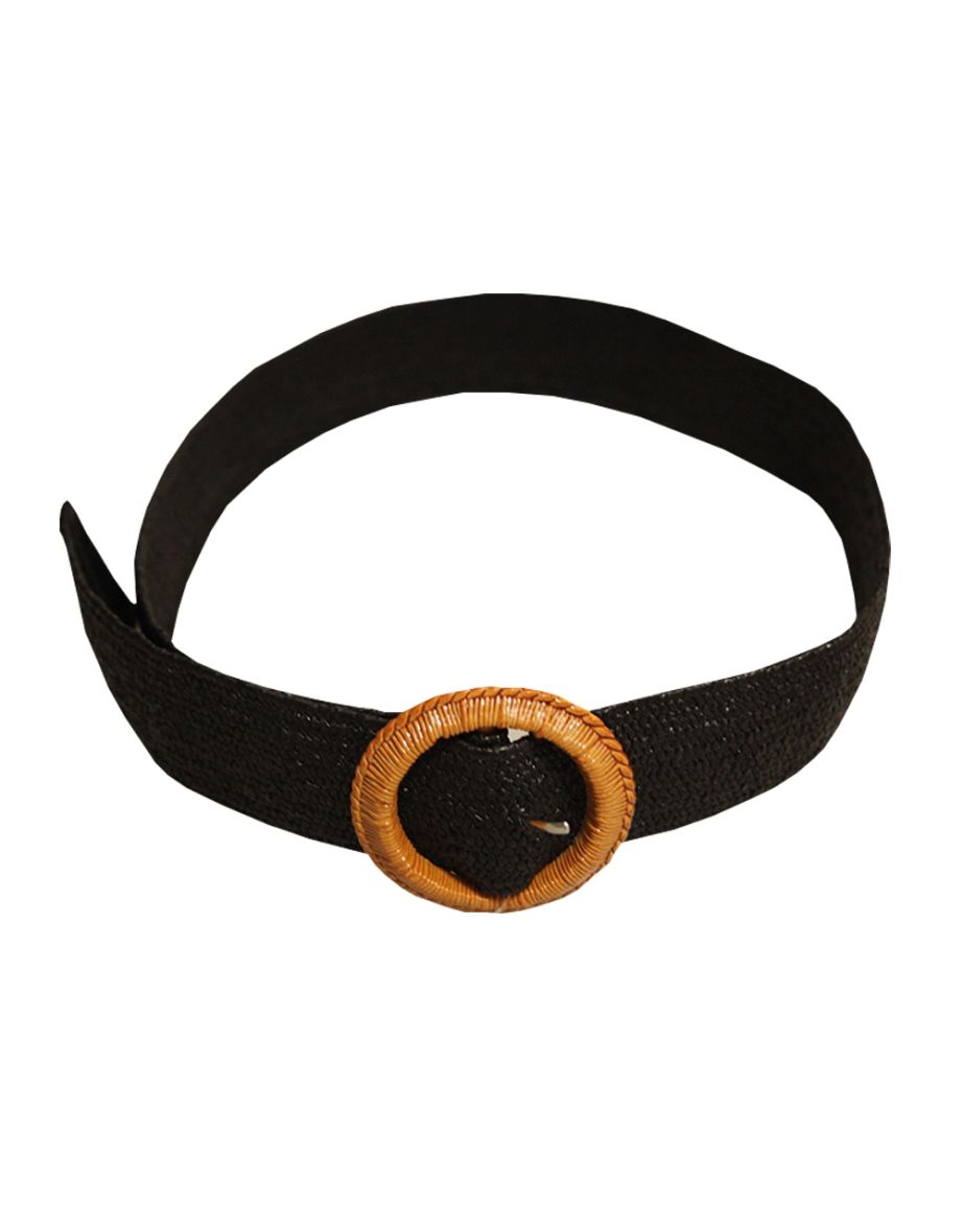Solis Womens/Ladies Rattan Stretch Belt - Black
