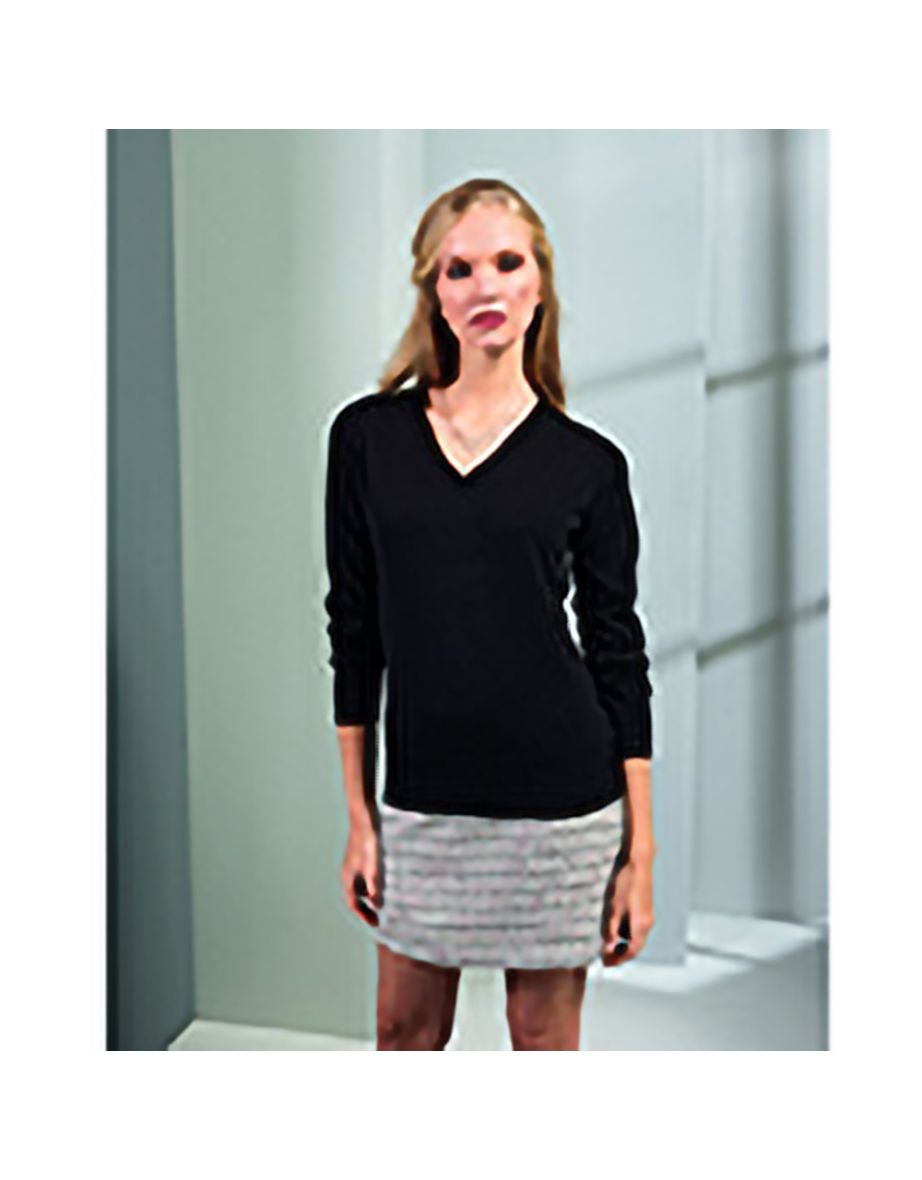 Premier Womens/Ladies V-Neck Knitted Sweater / Top - Black - 2