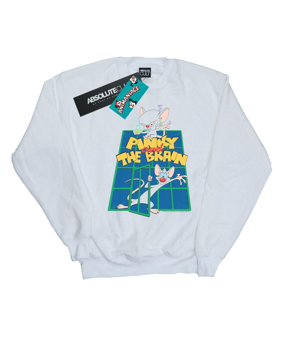 Animaniacs Girls Pinky And The Brain Laboratory Sweatshirt - White