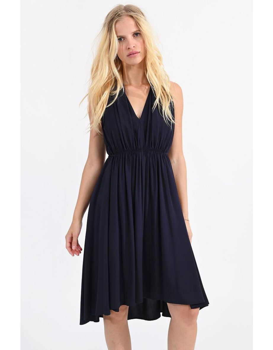 Sleeveless Knee-Length Dress with V-Neck