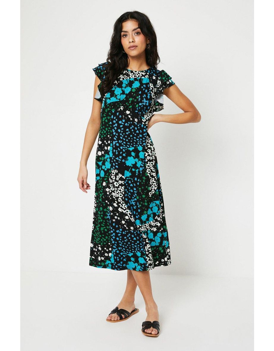 Petite Ditsy Ruffle Sleeve Empire Dress