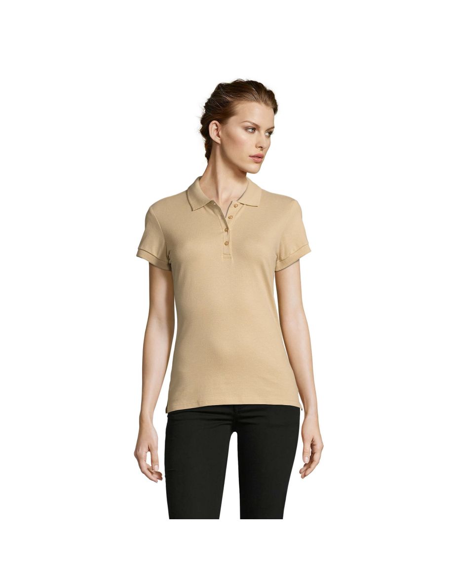 SOLS Womens/Ladies People Pique Short Sleeve Cotton Polo Shirt - Sand - 3
