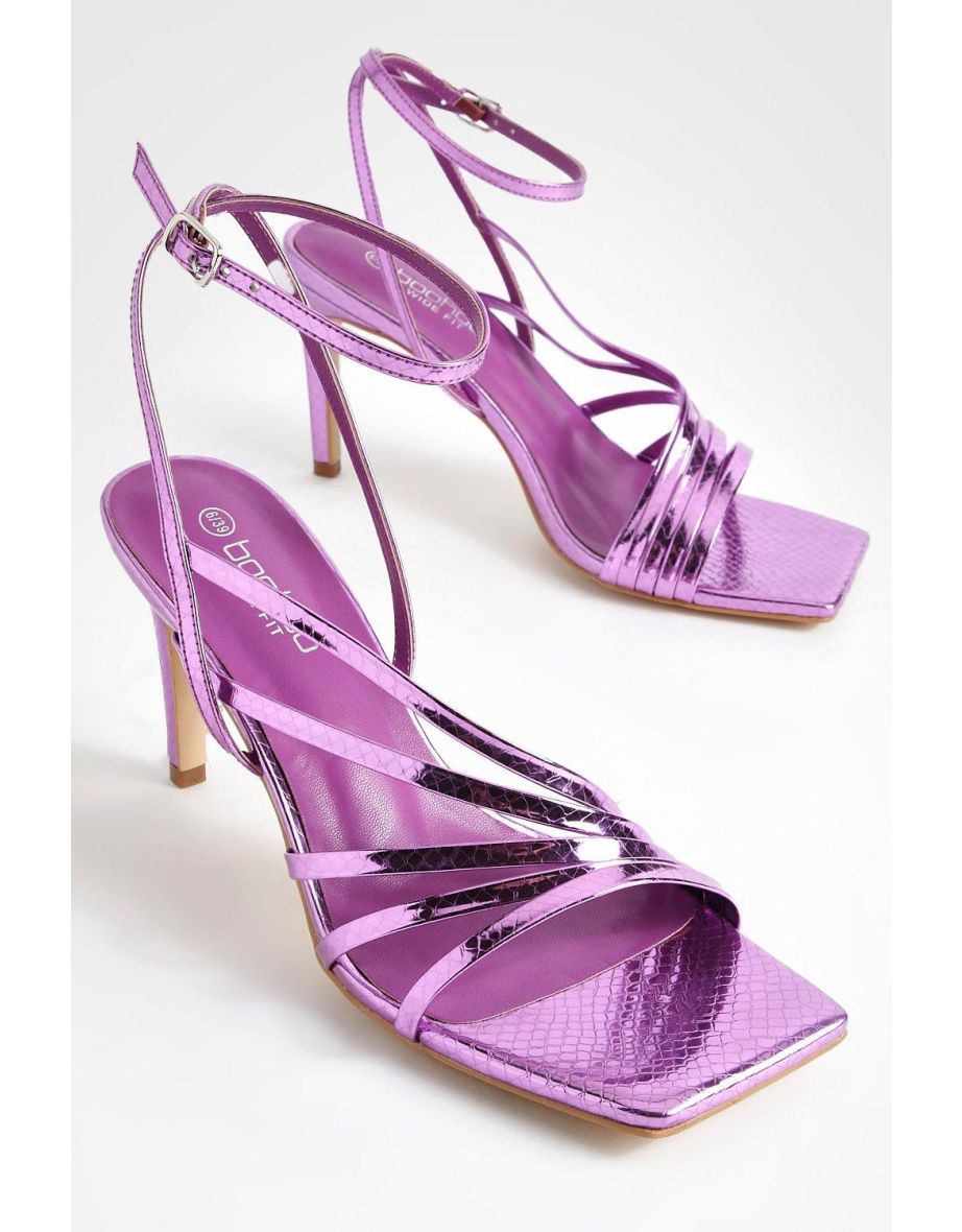 Wide Fit Metallic Asymmetric Heels - pink - 3