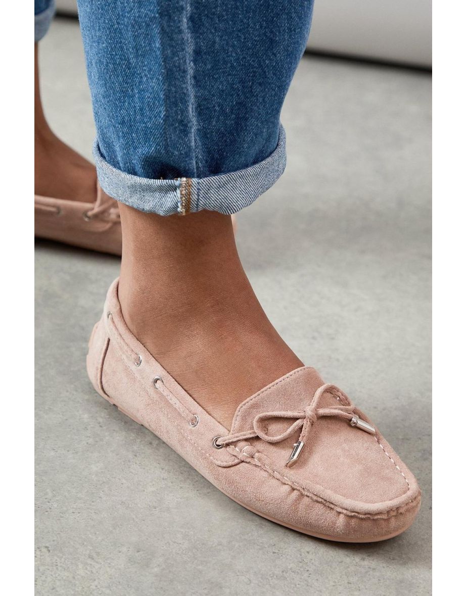 Good For The Sole: Caemille Faux Suede Comfort Sock Flexi Sole Moccasin Flat Shoes - 3