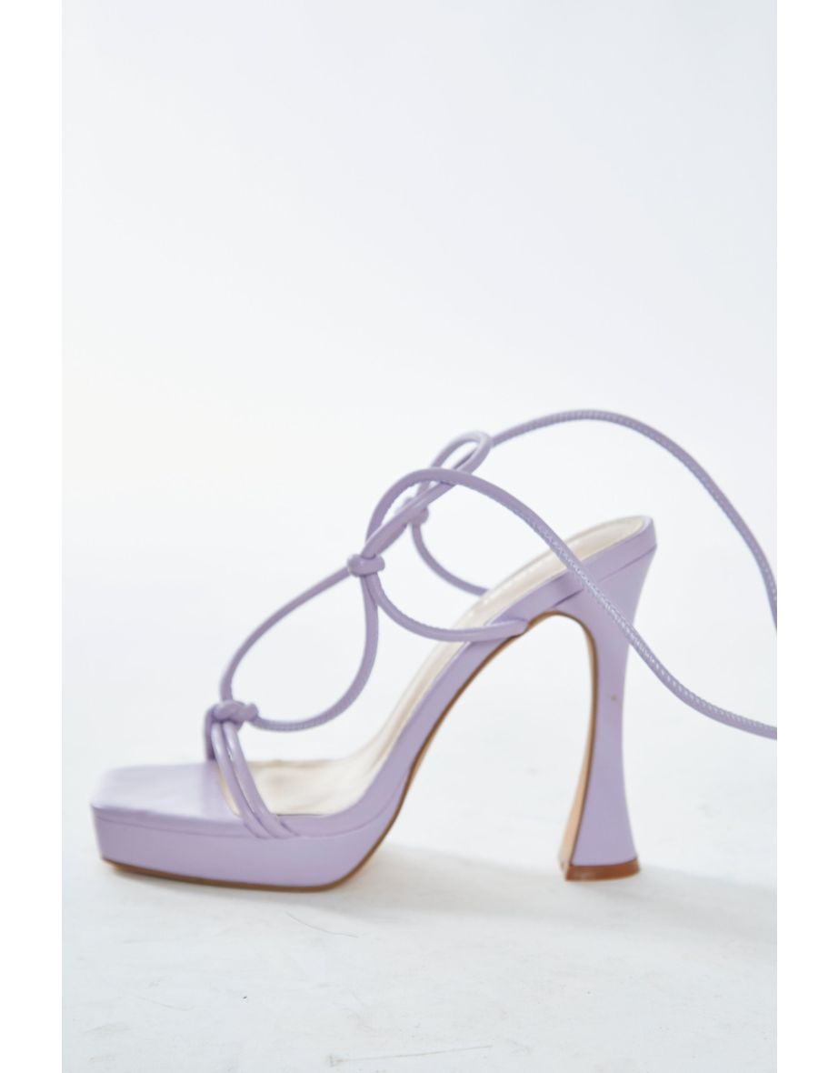 Glamorous Lilac Lace Up Flared Heels