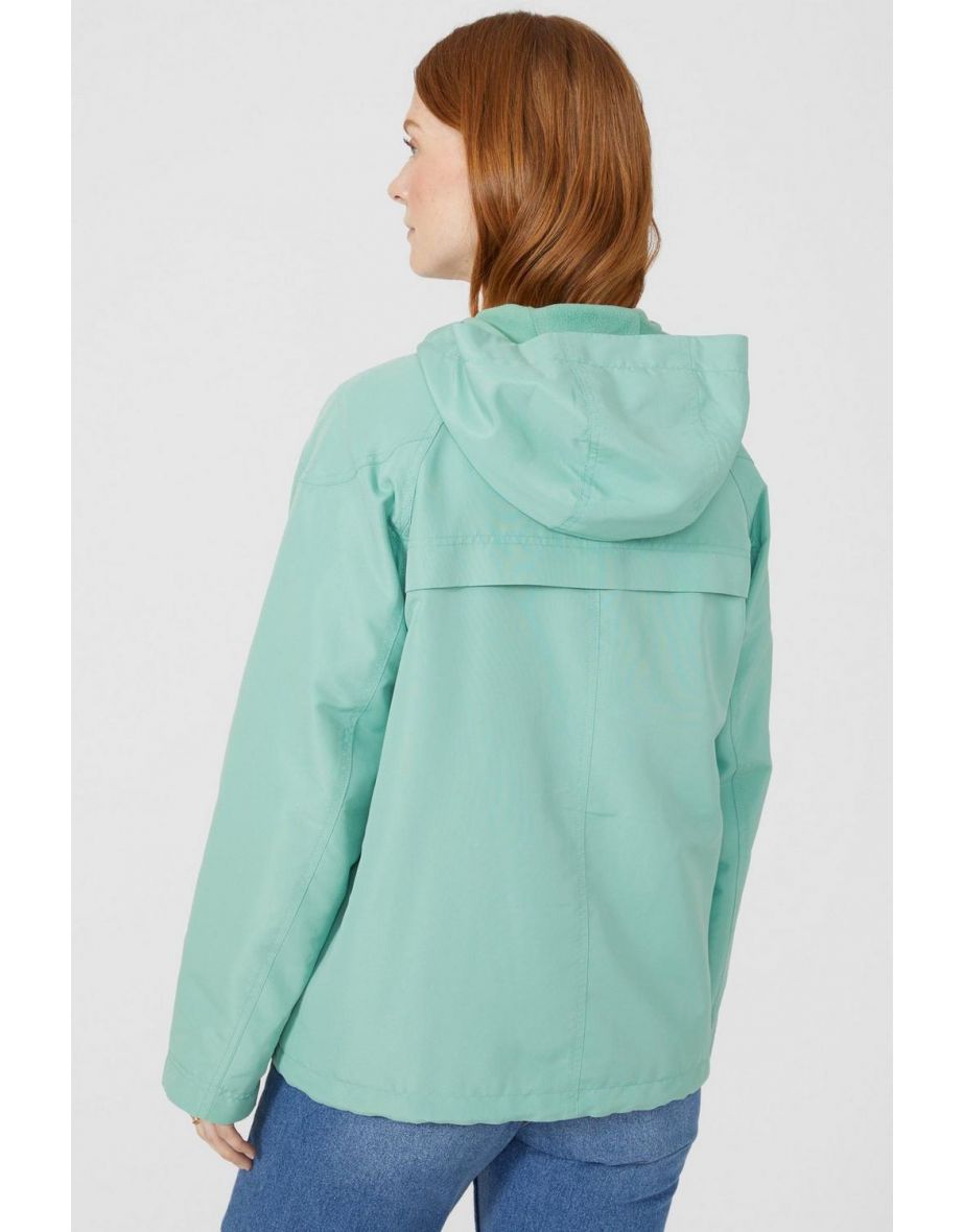 Hooded Short Shower Resistant Coat - soft green - 3