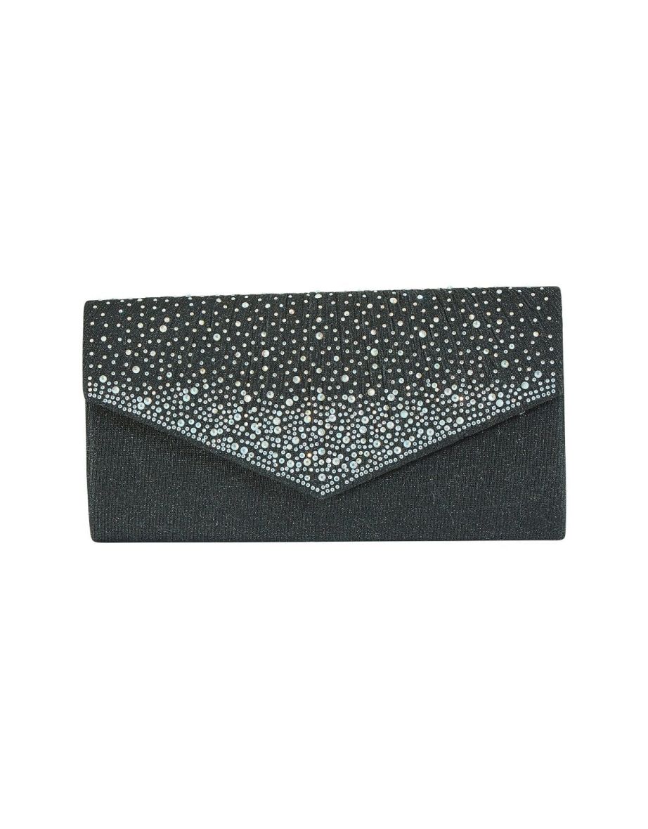 Yumi Black All Over Sparkle Envelope Clutch Bag - 3