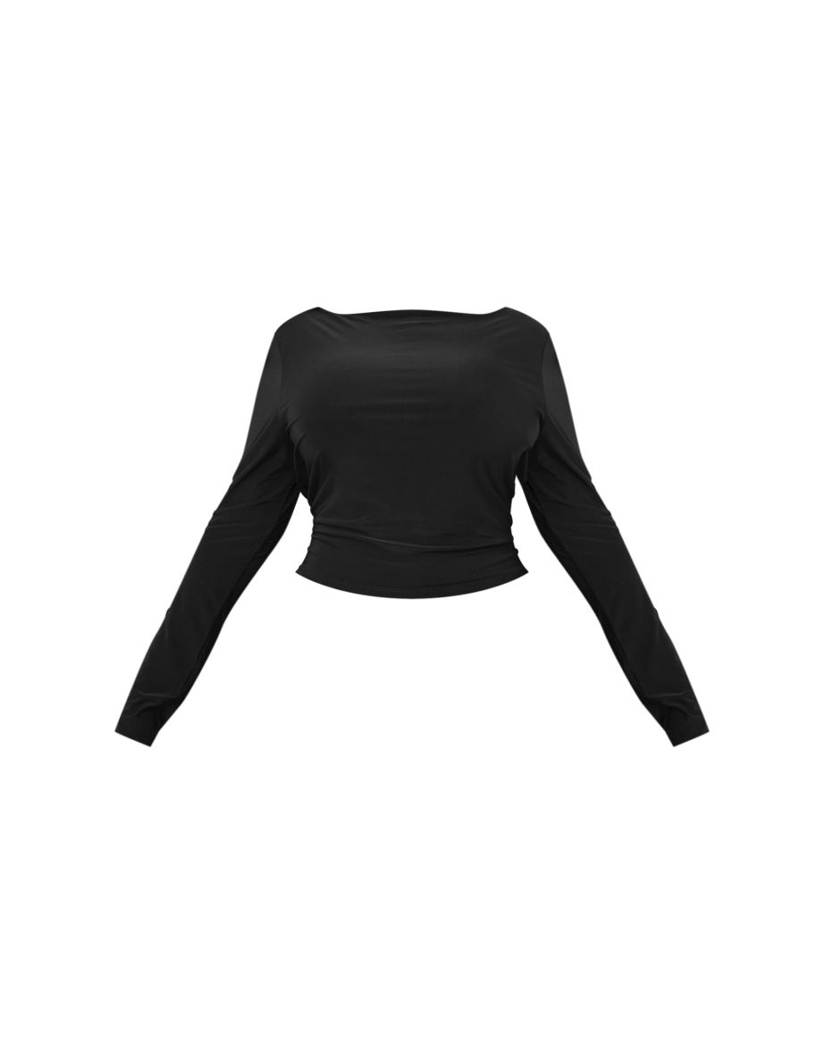 Plus Black Slash Neck Slinky Top - 4