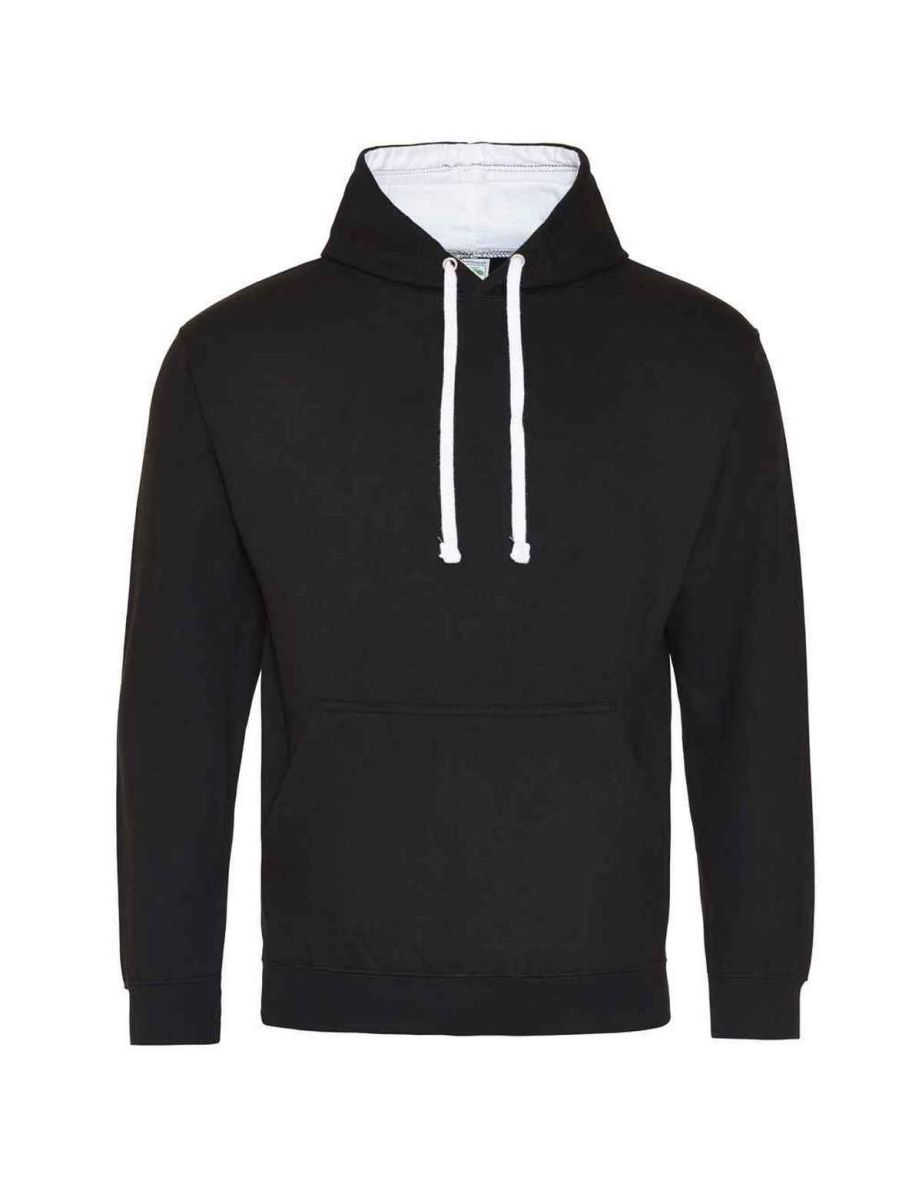 Awdis Womens/Ladies Varsity Hoodie - Jet Black/Arctic White