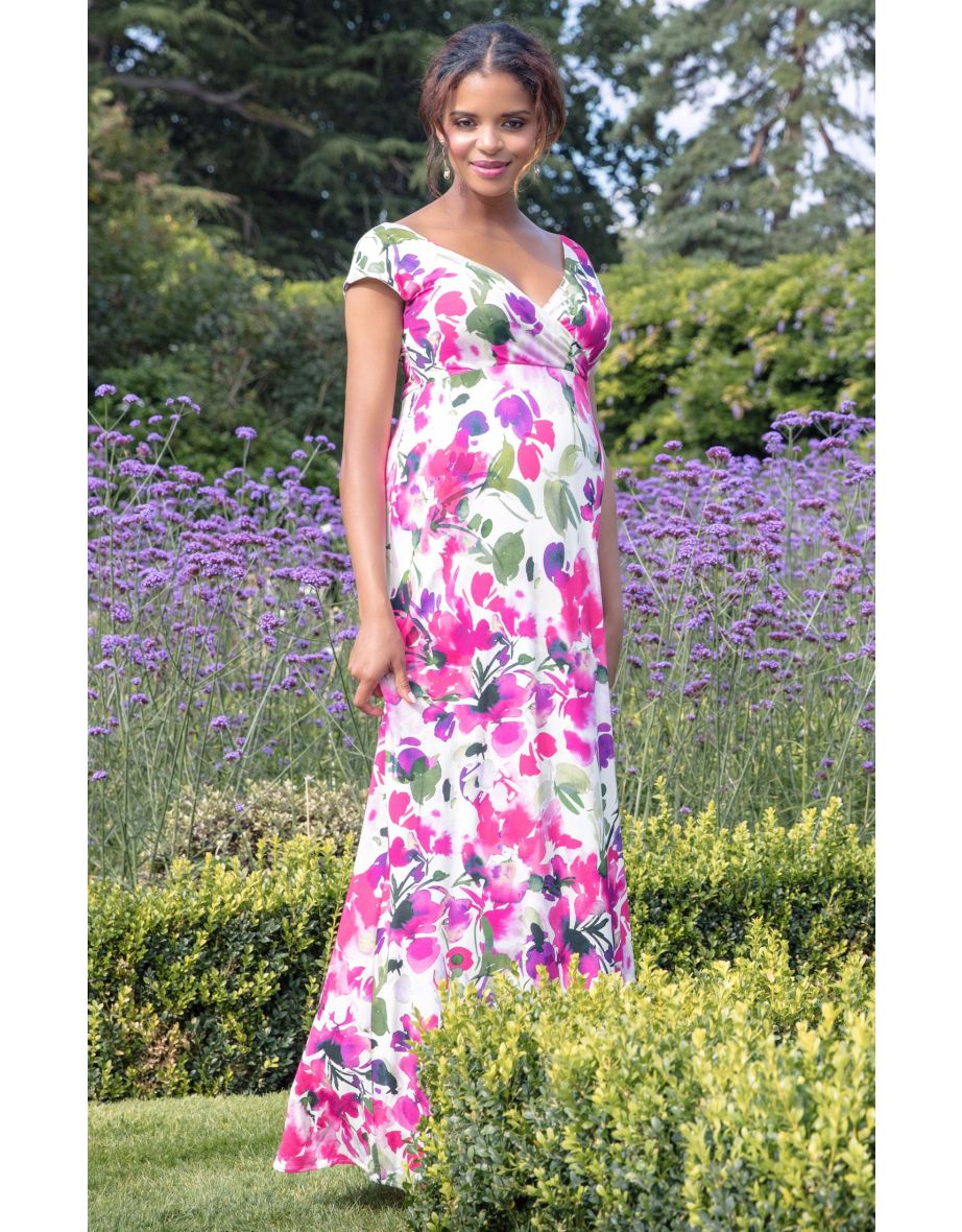 Alana Maternity Maxi Dress Fuchsia Florals - 4