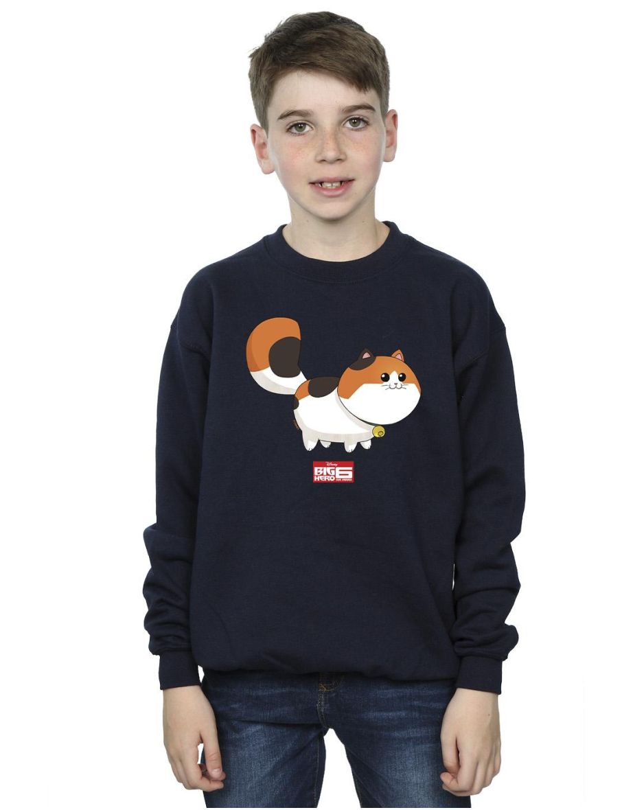 Disney Boys Big Hero 6 Baymax Kitten Pose Sweatshirt - Navy Blue
