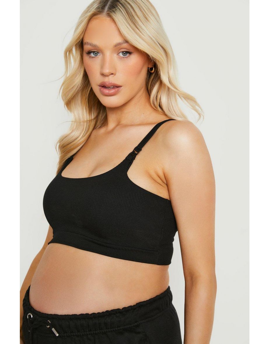 Maternity Cotton Nursing Bralet - black