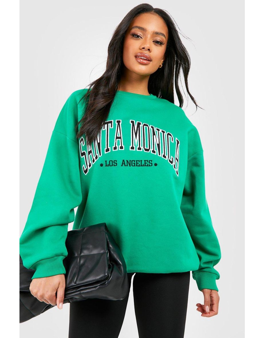 Santa Monica Applique Oversized Sweatshirt - green