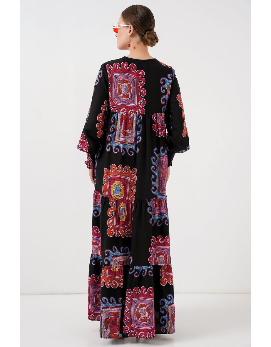 Patterned Long Dress - 5