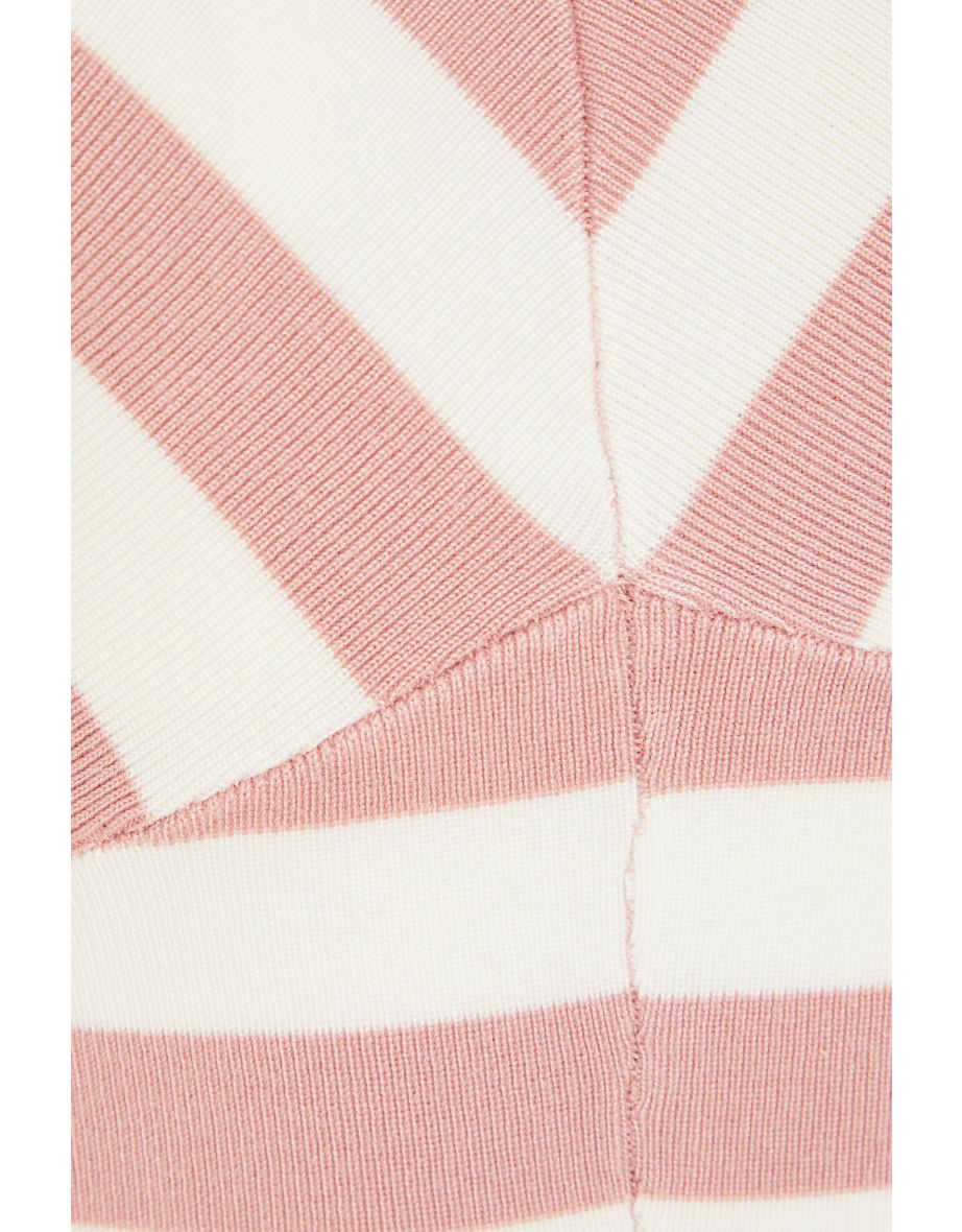 Pink Stripe Knitted Batwing Jumper - 5