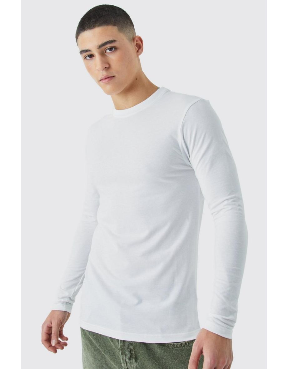Long Sleeve Muscle Fit T-shirt - white