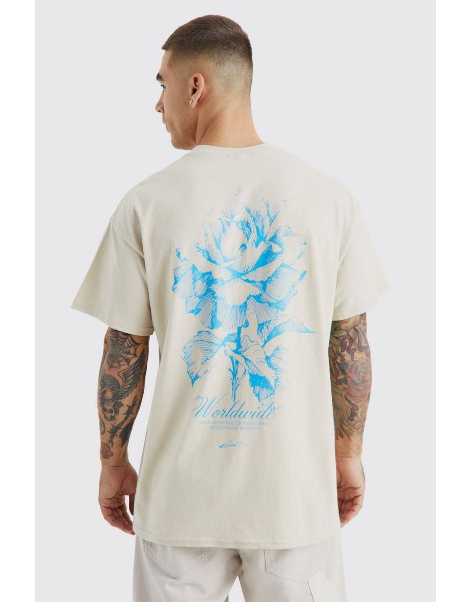 Oversized Worldwide Floral Graphic T-shirt - ecru