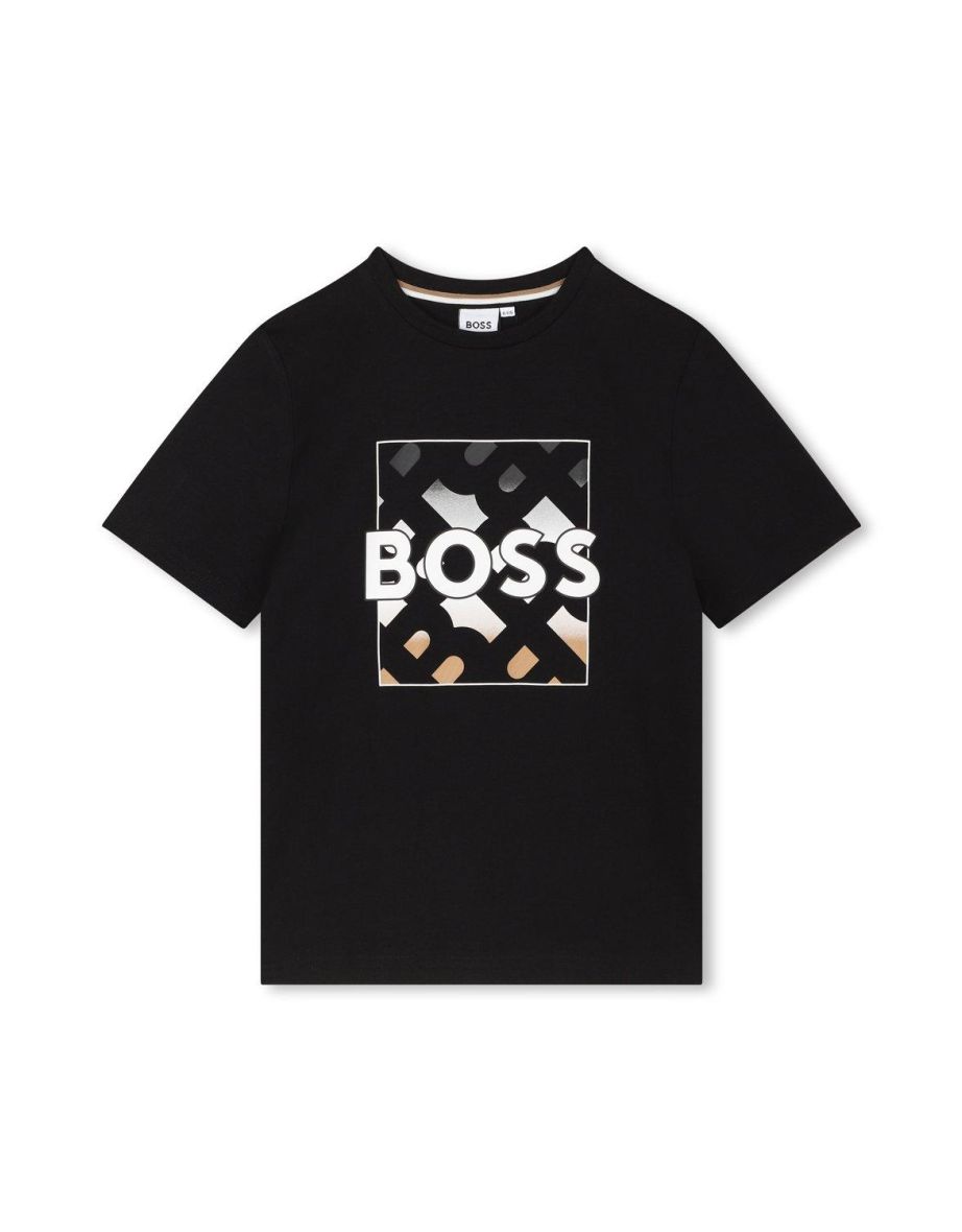 Hugo Boss Boys Large Box Logo Short Sleeve T-shirt Black