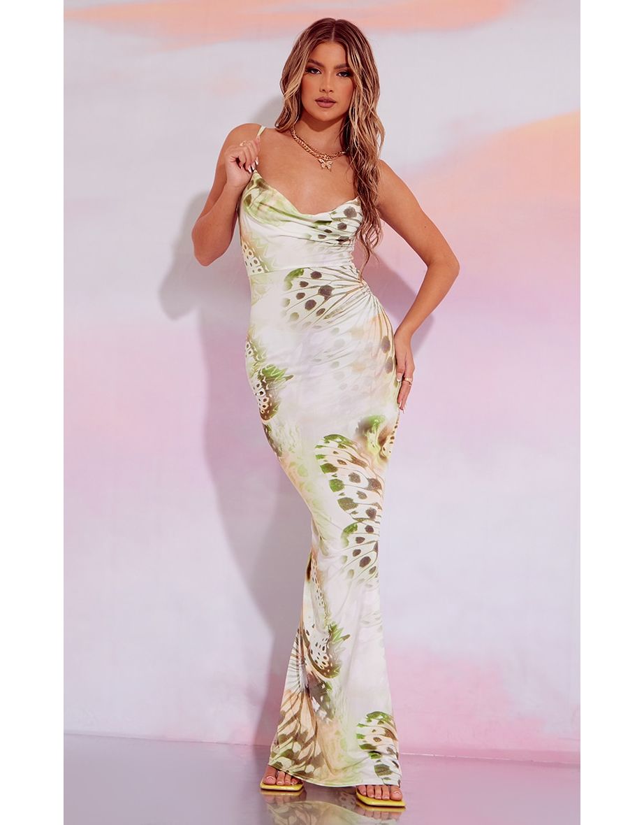 Maxi dress with butterfly print hotsell