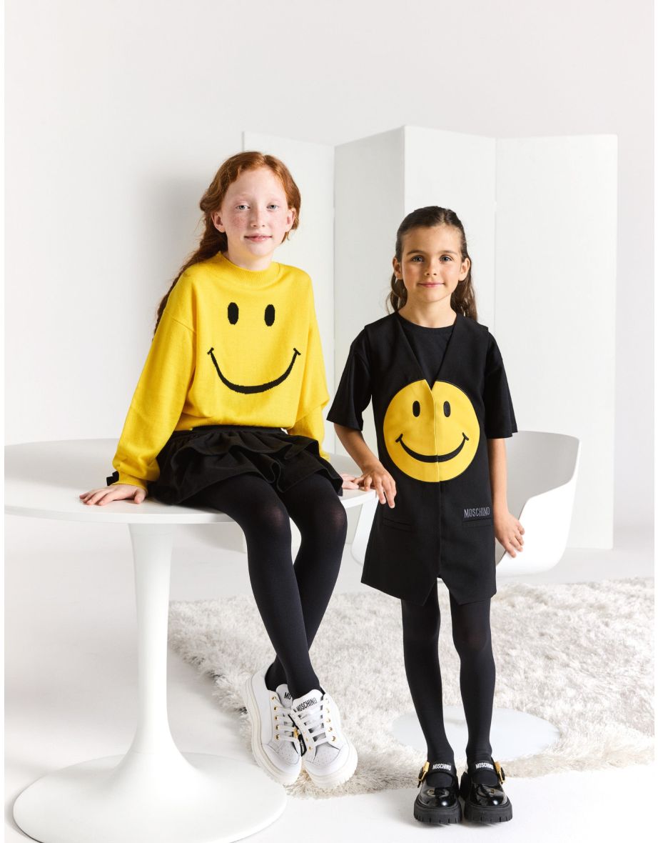 Kids Wool Smiley Face Jumper in Yellow